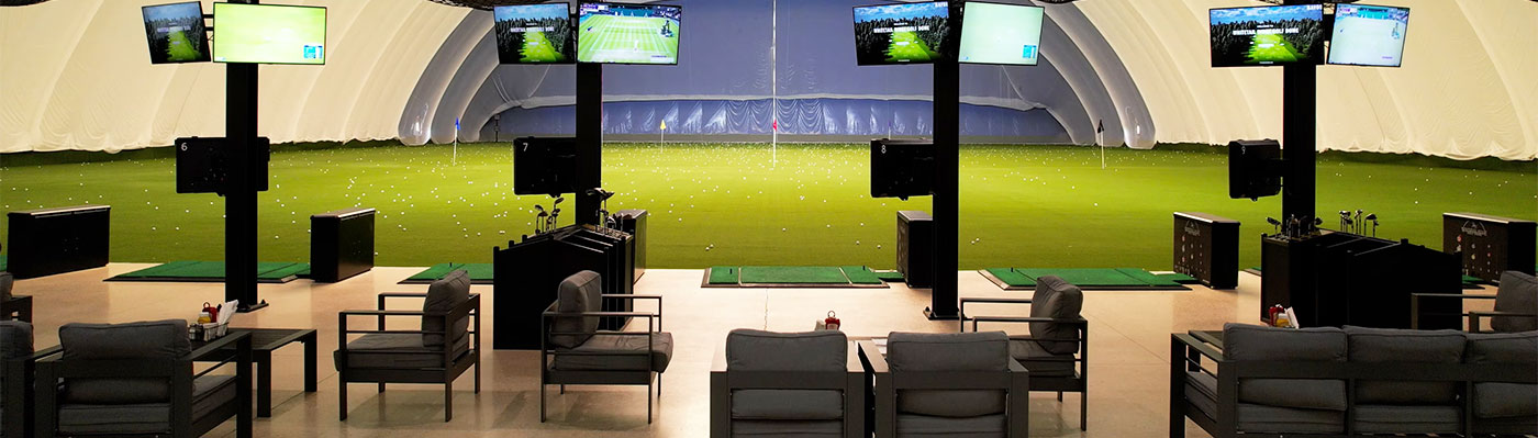 multiple bays on the indoor driving range at Whitetail Ridge Dome